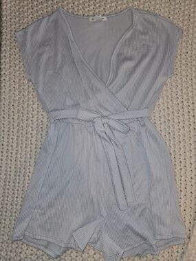 Caution To The Wind Light Blue Ribbed Tank Top